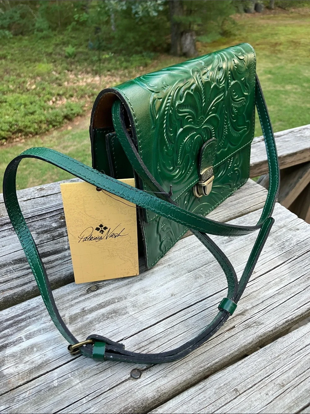 Patricia Nash Laurentina Green Tooled Leather Purse NWT